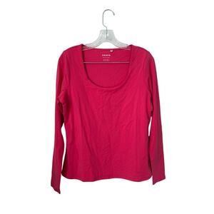 Boden Basic Long Sleeve Scoop Neck Pink Top Size US 14